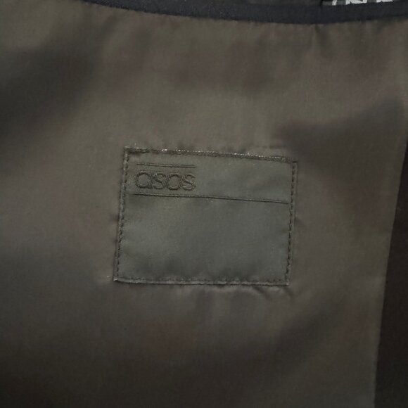 MENS ASOS Navy Blazer with Black Lapel - Picture 3 of 4